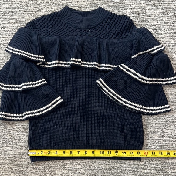 Self-Portrait STRIPED FRILL SWEATER
NAVY Wool Jumper Medium. - Picture 11 of 16